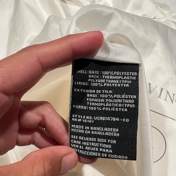 Vince Camuto White Rain Jacket Hooded Size M Water & Wind Resistant Lightweight - Picture 10 of 13